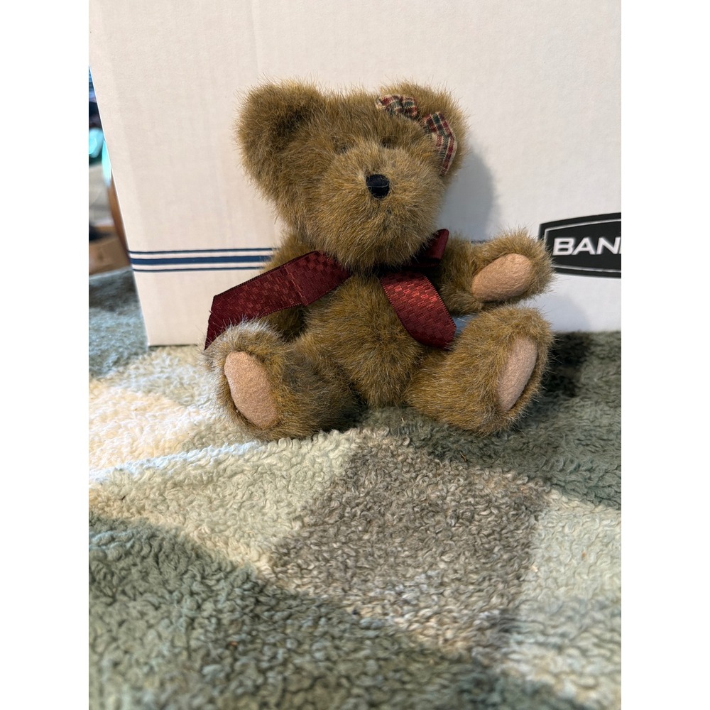 Boyds Bears Brown Plush Teddy Bear Burgundy Ribbon Bow The Boyds Collection Ltd
